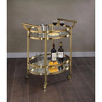 Oval Shaped Metal Serving Cart with 2 Shelves, Silver - 34 H x 19 W x 27 L Inches