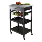 Julia Utility Kitchen Cart, Granite Top, Black - 22.68 x 16.06 x 33.94 inches