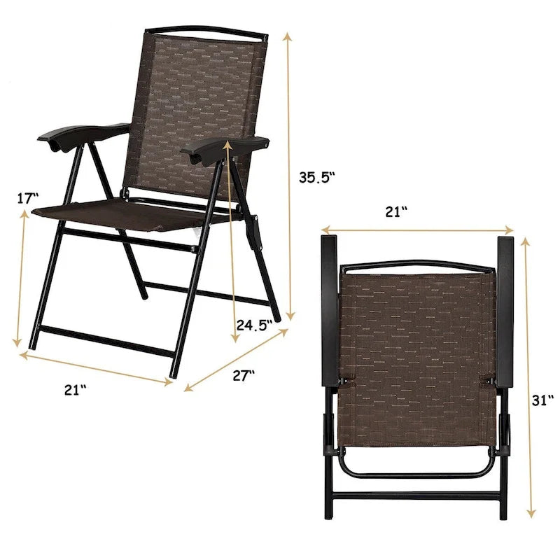 4PCS Adjustable Folding Fabric Chair Powder Coated Steel Tube - 21 x 27 x 35.5