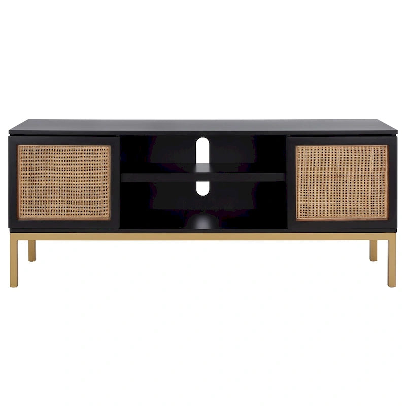 SAFAVIEH Cristen 1 Shelf Rattan Media Stand - 54 W x 15 D x 22 H - 54Wx15Dx22H