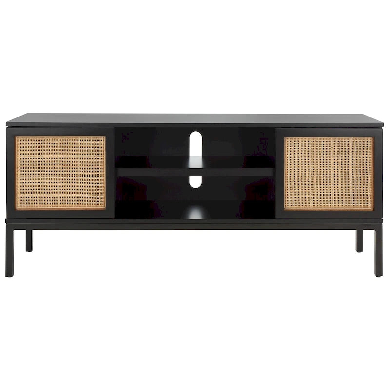 SAFAVIEH Cristen 1 Shelf Rattan Media Stand - 54 W x 15 D x 22 H - 54Wx15Dx22H