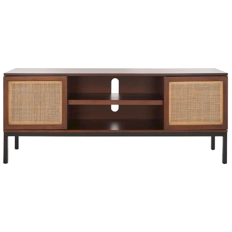 SAFAVIEH Cristen 1 Shelf Rattan Media Stand - 54 W x 15 D x 22 H - 54Wx15Dx22H