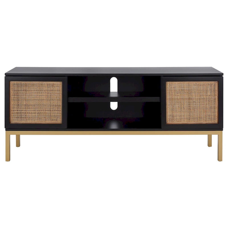 SAFAVIEH Cristen 1 Shelf Rattan Media Stand - 54 W x 15 D x 22 H - 54Wx15Dx22H