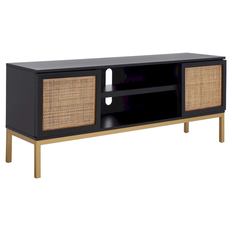 SAFAVIEH Cristen 1 Shelf Rattan Media Stand - 54 W x 15 D x 22 H - 54Wx15Dx22H