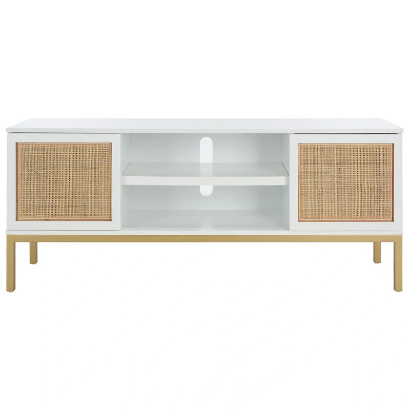 SAFAVIEH Cristen 1 Shelf Rattan Media Stand - 54 W x 15 D x 22 H - 54Wx15Dx22H