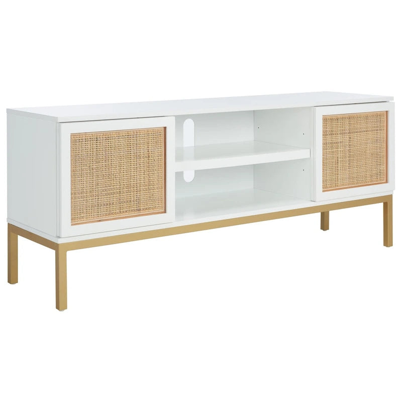SAFAVIEH Cristen 1 Shelf Rattan Media Stand - 54 W x 15 D x 22 H - 54Wx15Dx22H