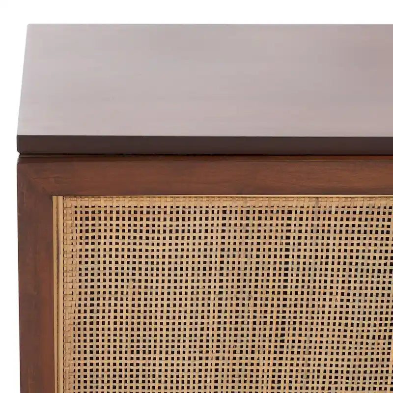 SAFAVIEH Cristen 1 Shelf Rattan Media Stand - 54 W x 15 D x 22 H - 54Wx15Dx22H