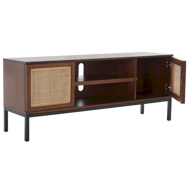 SAFAVIEH Cristen 1 Shelf Rattan Media Stand - 54 W x 15 D x 22 H - 54Wx15Dx22H