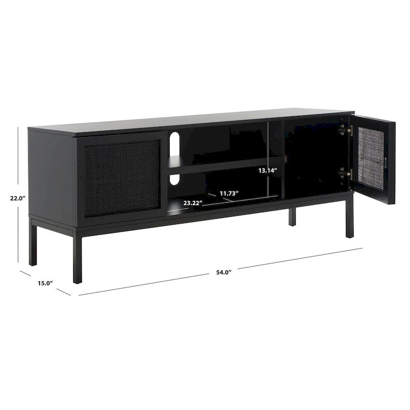 SAFAVIEH Cristen 1 Shelf Rattan Media Stand - 54 W x 15 D x 22 H - 54Wx15Dx22H