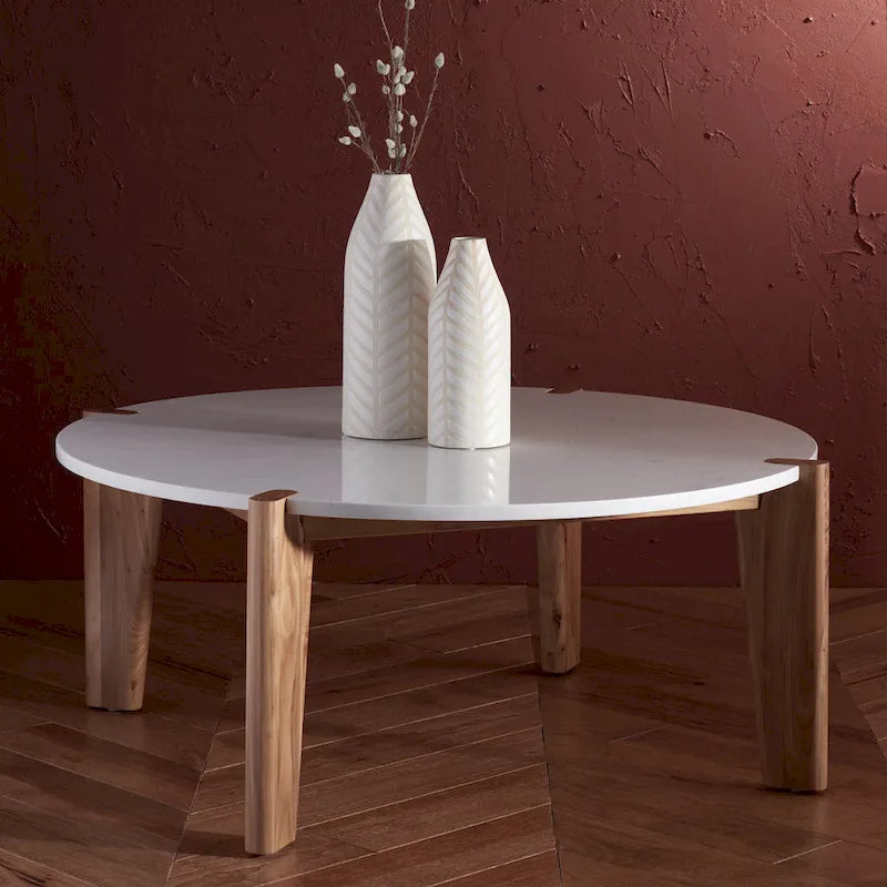 SAFAVIEH Couture Sarma Marble Top Round Coffee Table - 40 In. W x 40 In. D x 16 In. H - 40W x 40D x 16H