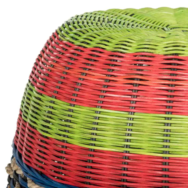 SAFAVIEH Kiriko Multi Wicker Rattan Barrel Stool - 18 x 18 x 18 - 18Wx18Dx18H