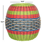 SAFAVIEH Kiriko Multi Wicker Rattan Barrel Stool - 18 x 18 x 18 - 18Wx18Dx18H