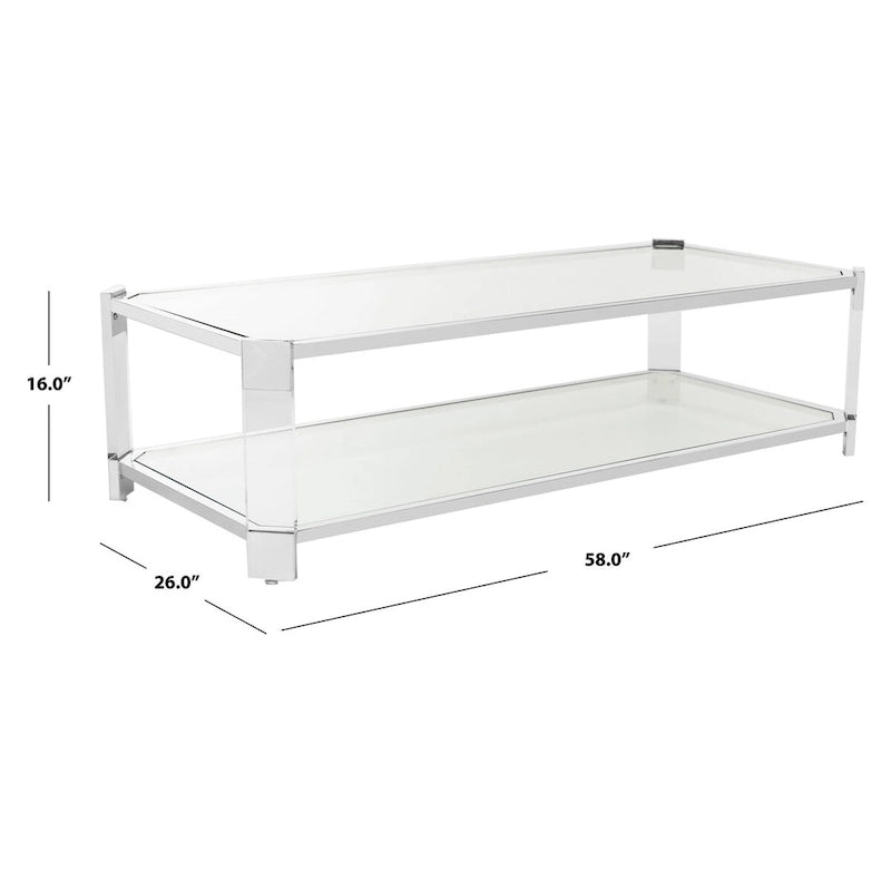 SAFAVIEH Couture Begoa Clear Glass Coffee Table - 58 W x 26 L x 16 H - 58Wx26Dx16H