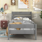 Wooden Bed with Headboard and Footboard,Twin Size