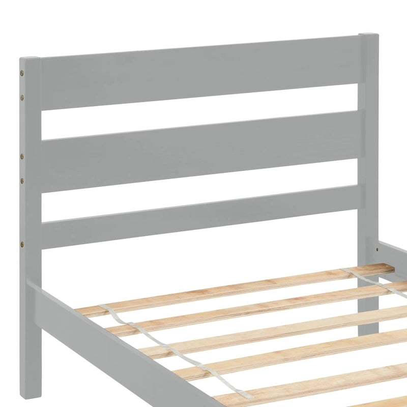 Wooden Bed with Headboard and Footboard,Twin Size