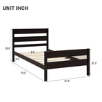 Wooden Bed with Headboard and Footboard,Twin Size