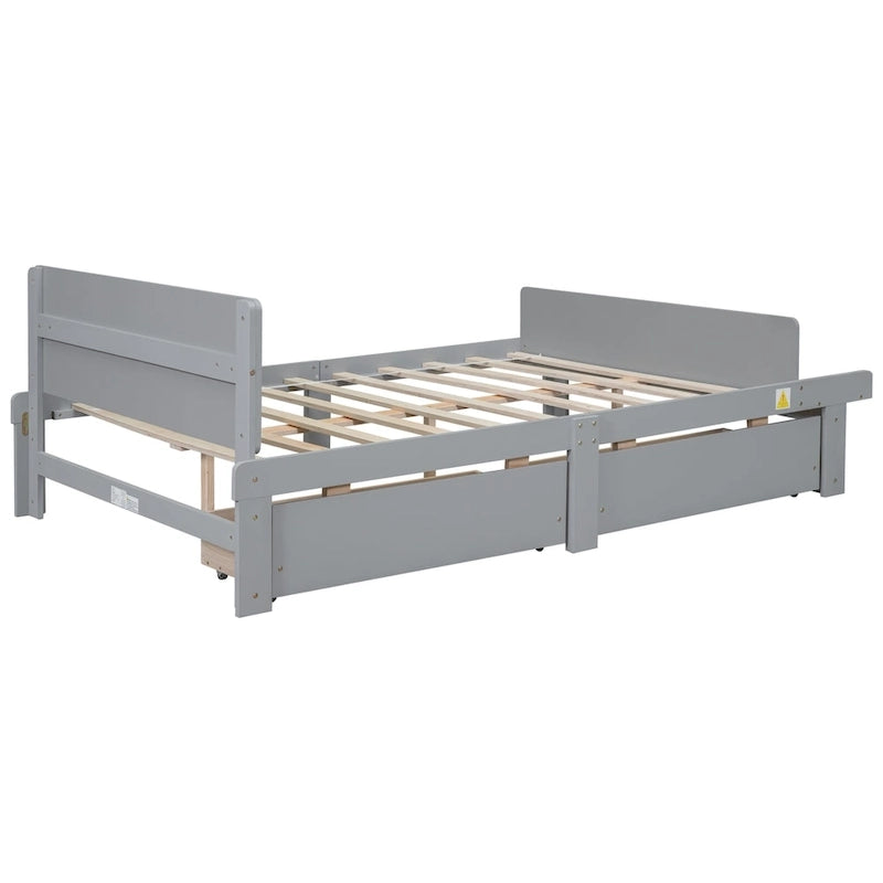 Full Bed with Footboard Bench,2 drawers