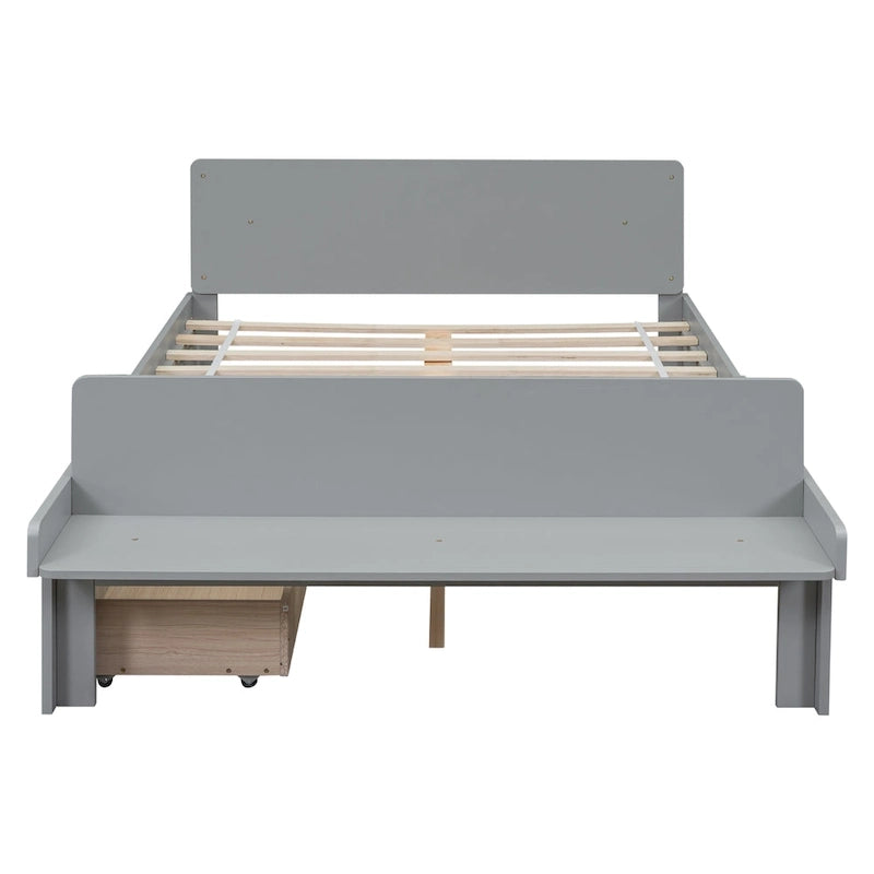 Full Bed with Footboard Bench,2 drawers