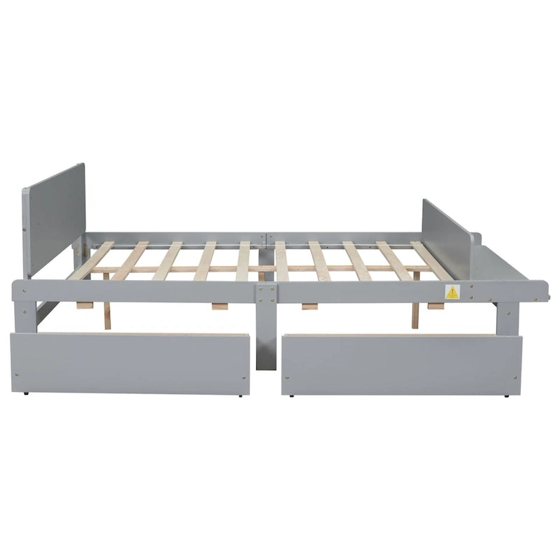 Full Bed with Footboard Bench,2 drawers