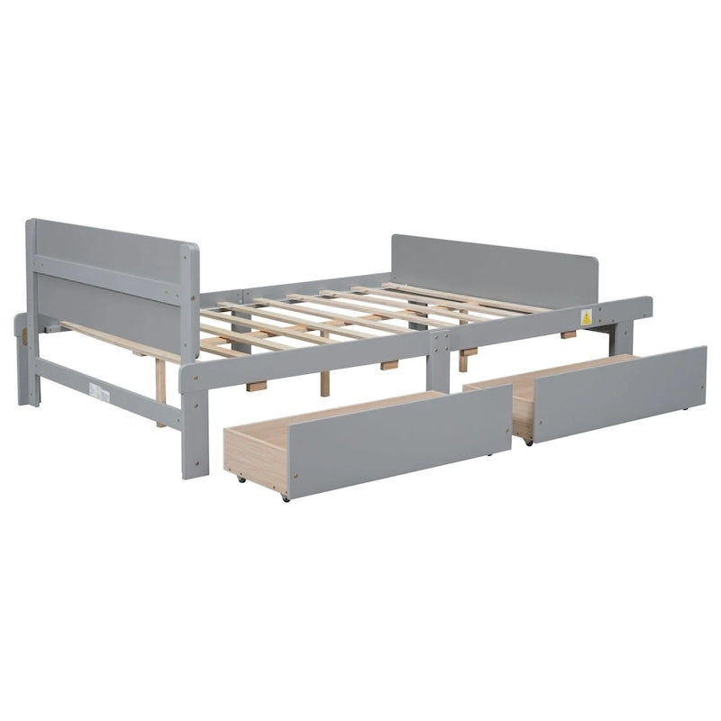Full Bed with Footboard Bench,2 drawers