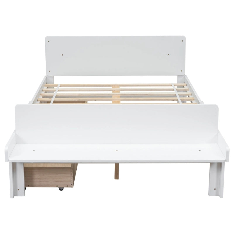 Full Bed with Footboard Bench,2 drawers