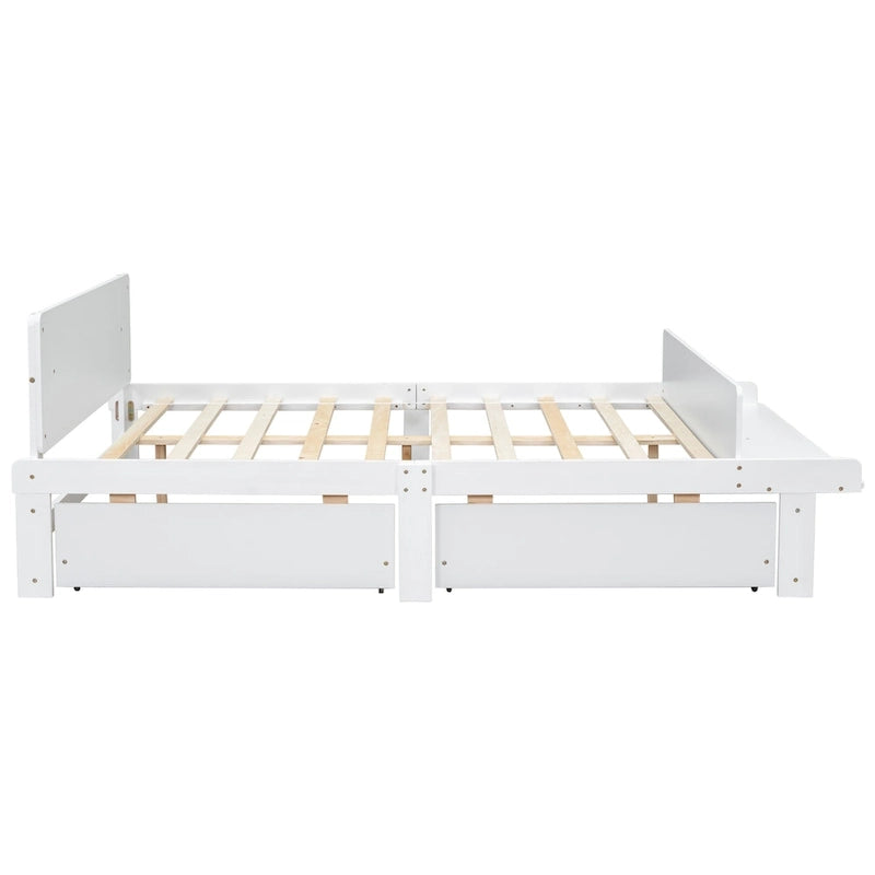 Full Bed with Footboard Bench,2 drawers