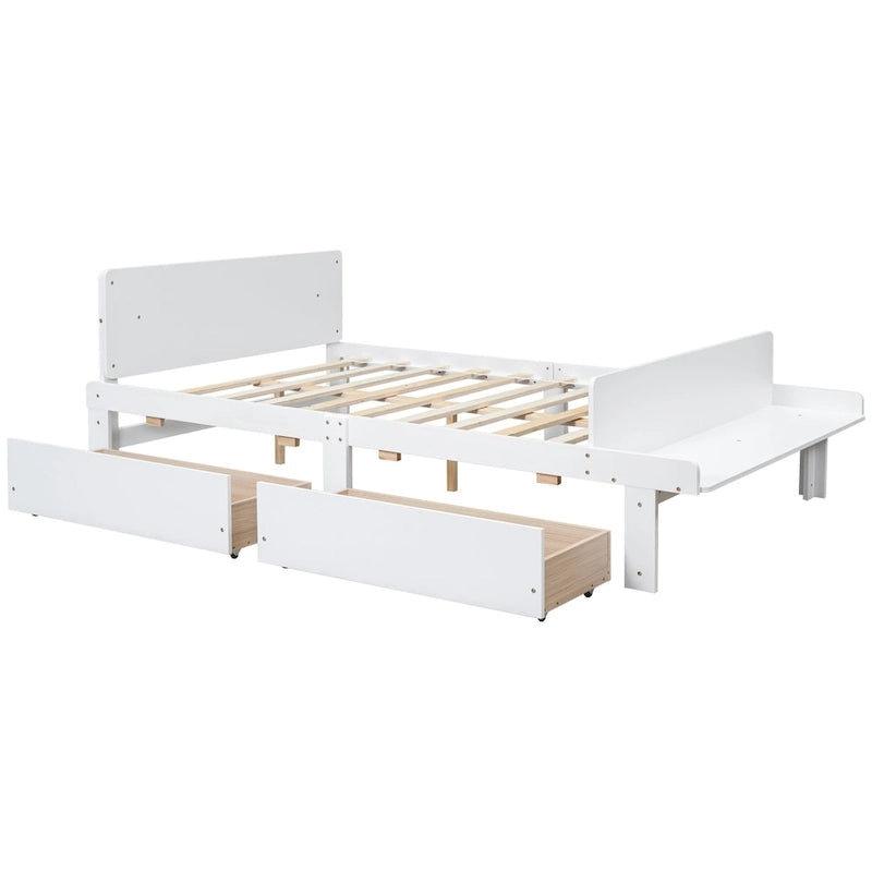 Full Bed with Footboard Bench,2 drawers