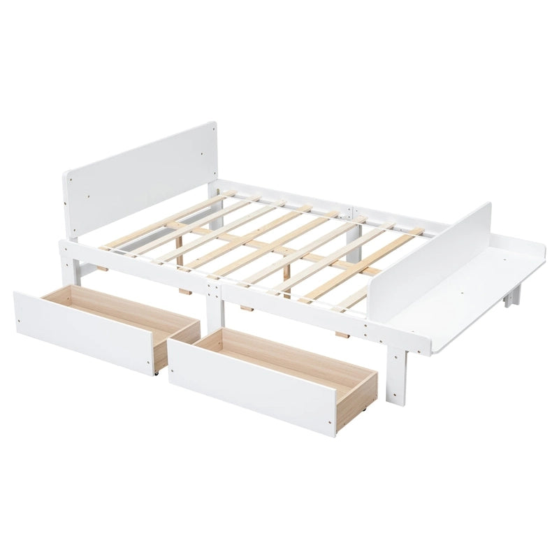 Full Bed with Footboard Bench,2 drawers