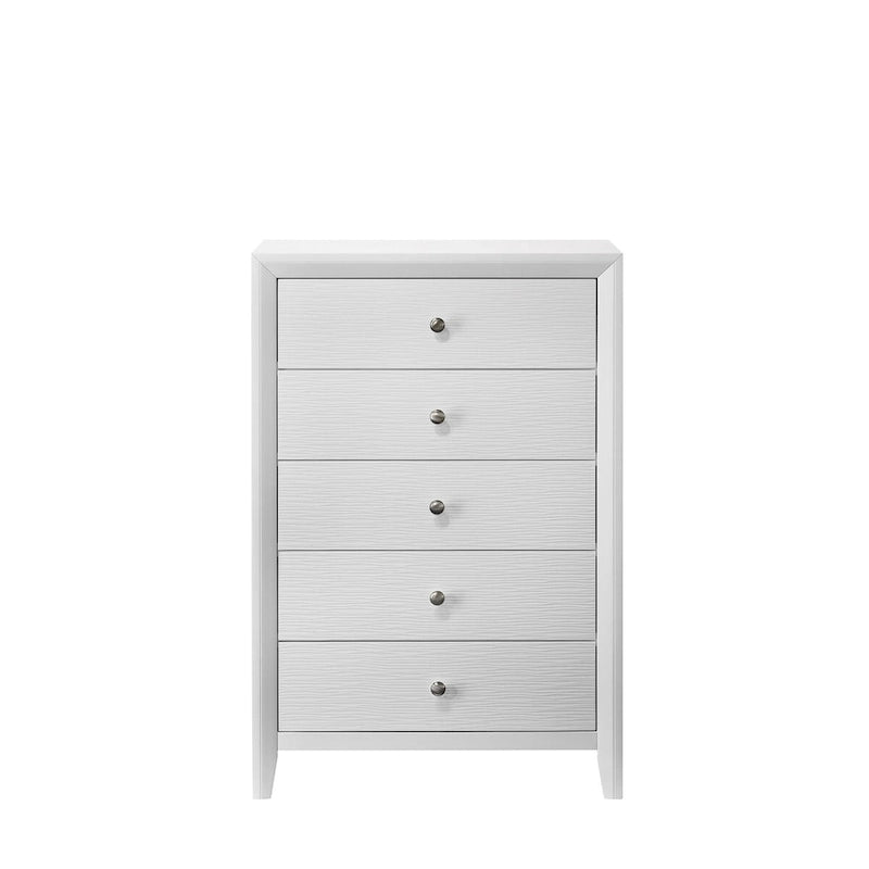 Sim 5 Piece White Panel Bedroom Set