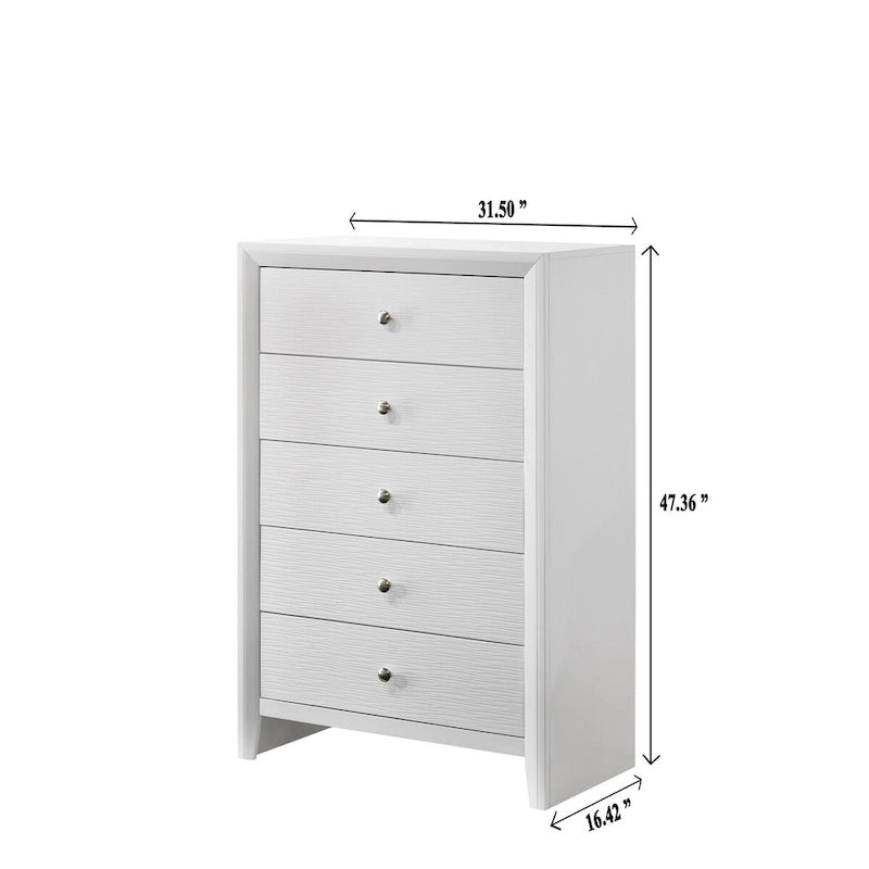 Sim 5 Piece White Panel Bedroom Set