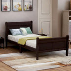 Oaks Aura Wood Platform Bed Twin Bed Frame Mattress Foundation Sleigh Bed with Headboard/Footboard/Wood Slat Support