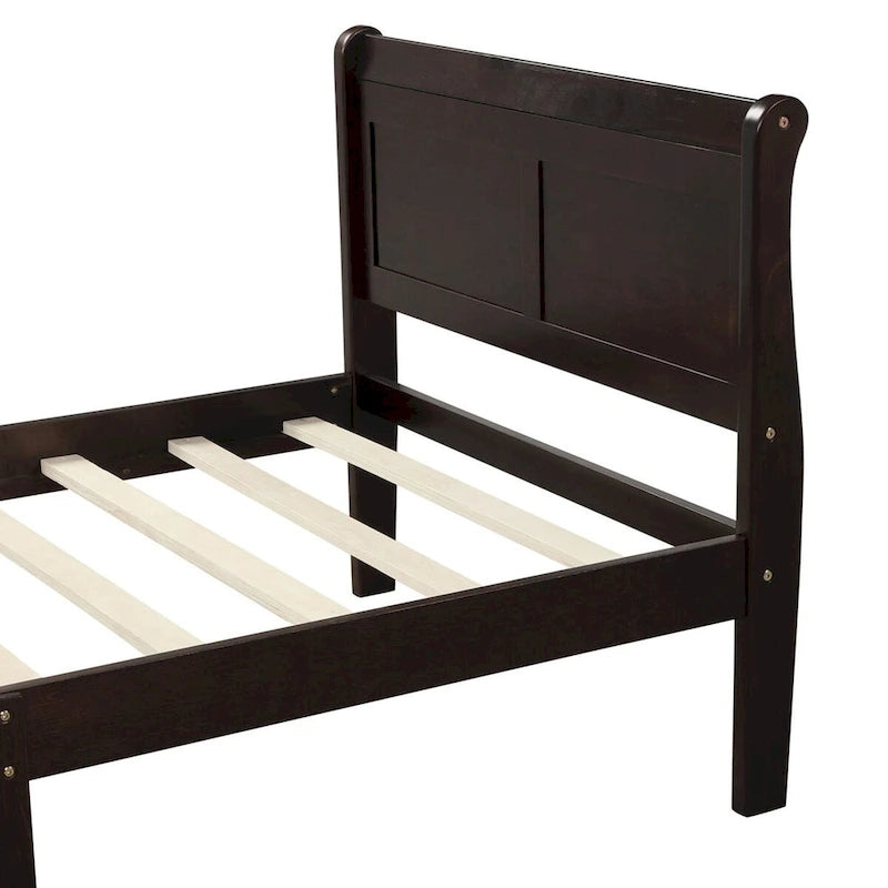 Oaks Aura Wood Platform Bed Twin Bed Frame Mattress Foundation Sleigh Bed with Headboard/Footboard/Wood Slat Support
