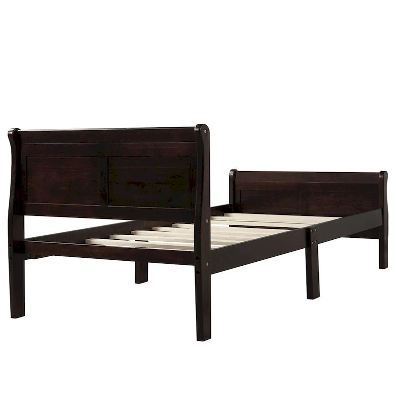 Oaks Aura Wood Platform Bed Twin Bed Frame Mattress Foundation Sleigh Bed with Headboard/Footboard/Wood Slat Support