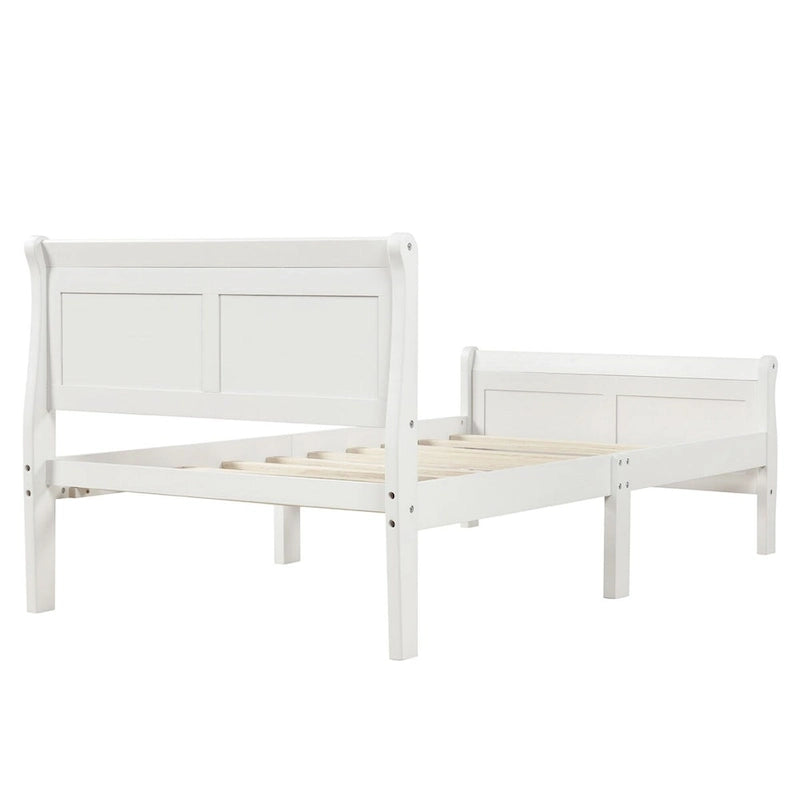 Oaks Aura Wood Platform Bed Twin Bed Frame Mattress Foundation Sleigh Bed with Headboard/Footboard/Wood Slat Support
