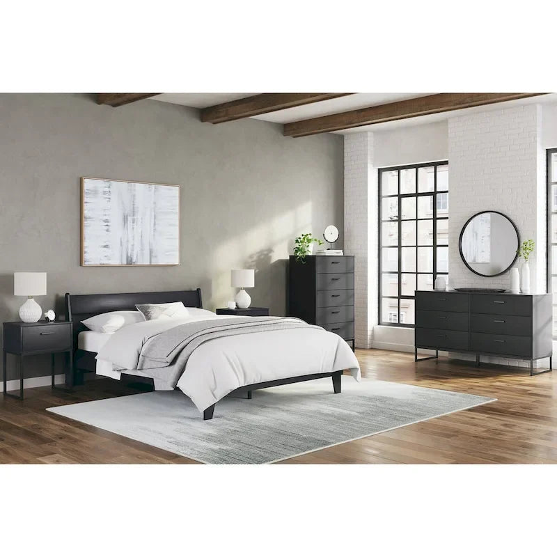 Signature Design by Ashley Socalle Black Panel Headboard with Dresser and Nightstand