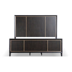 Panel Bed with Gold Accent Trim - Espresso - Queen/King