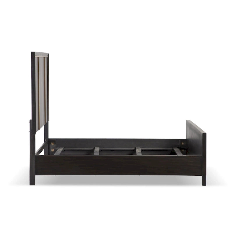 Panel Bed with Gold Accent Trim - Espresso - Queen/King