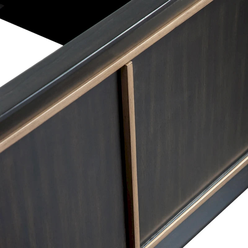Panel Bed with Gold Accent Trim - Espresso - Queen/King