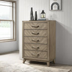 Roundhill Furniture Arena Contemporary Wood Bedroom Set: Panel Bed, Dresser, Mirror, Nightstand, Chest in Antique Gray