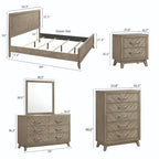 Roundhill Furniture Arena Contemporary Wood Bedroom Set: Panel Bed, Dresser, Mirror, Nightstand, Chest in Antique Gray