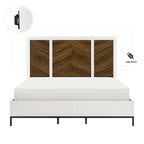 White and Walnut Finish 1pc Bed Chevron Pattern Headboard
