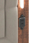 Queen Size Bed Frame with Upholstered Headboard,with Charging Station and LED Lights,Wood Slats,No Box Spring Needed