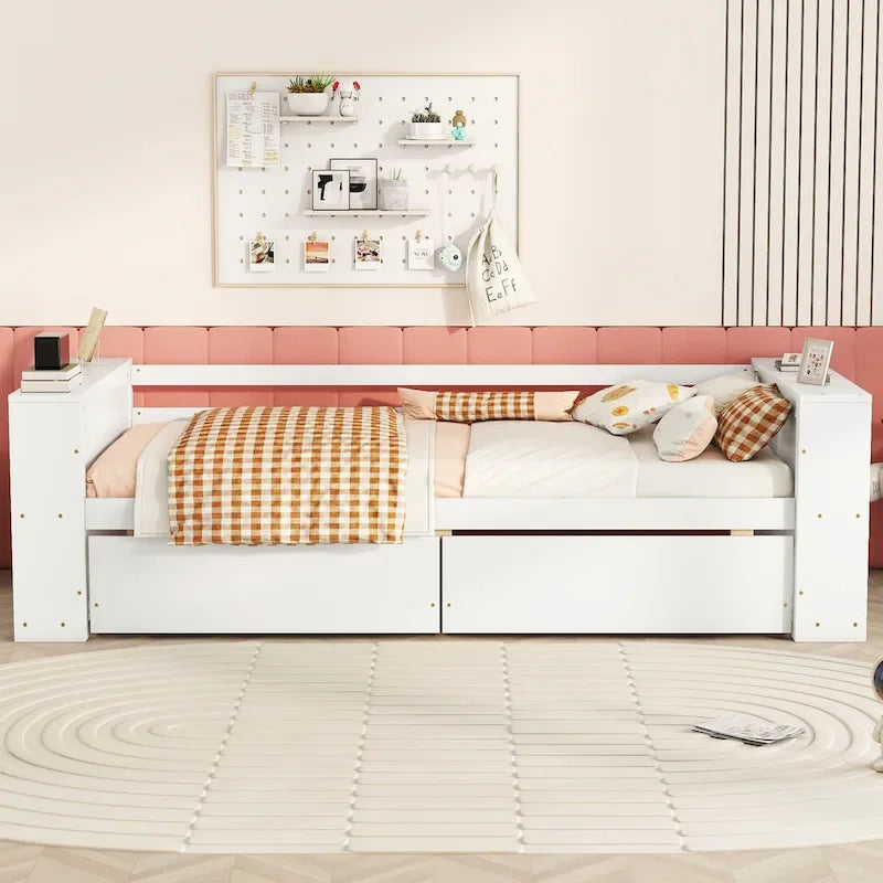 Twin Size Daybed with Shelves and Drawers