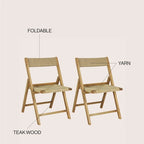 Mallorca Coastal Modern Wood Woven Seagrass Folding Chair, Natural (Set of 2) by