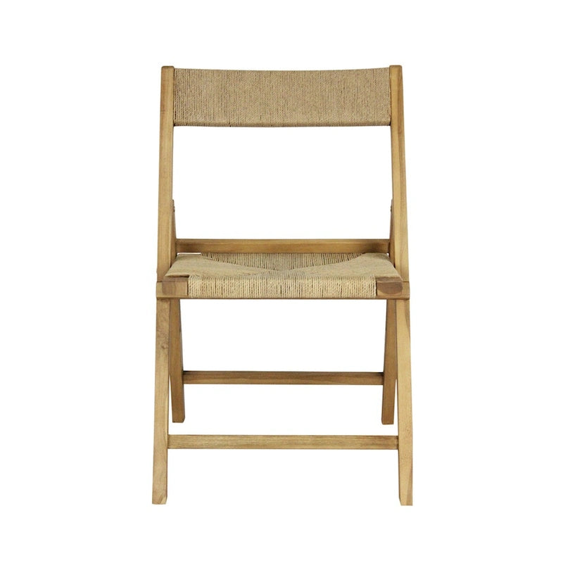 Mallorca Coastal Modern Wood Woven Seagrass Folding Chair, Natural (Set of 2) by