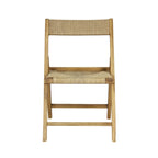 Mallorca Coastal Modern Wood Woven Seagrass Folding Chair, Natural (Set of 2) by