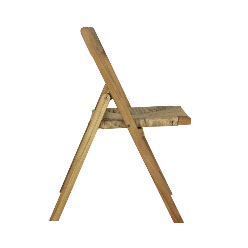 Mallorca Coastal Modern Wood Woven Seagrass Folding Chair, Natural (Set of 2) by