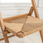 Mallorca Coastal Modern Wood Woven Seagrass Folding Chair, Natural (Set of 2) by