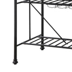 Kitchen Island with Marble Top and Slatted Shelf, Black and White