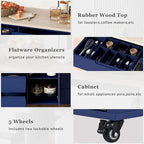 Store Kitchen Cart with Wheels and 8 Drawers